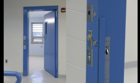 high-security detention center doors